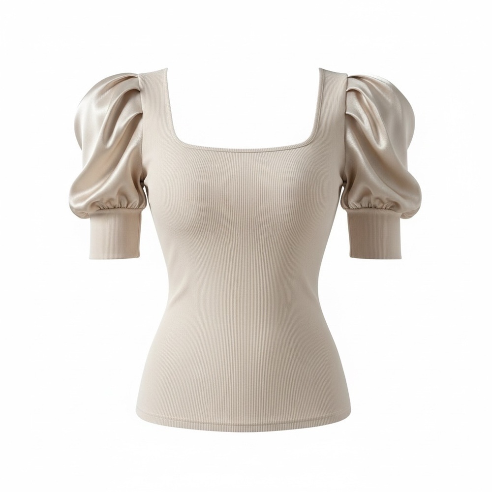 Cream Puff Sleeve Top Size Small